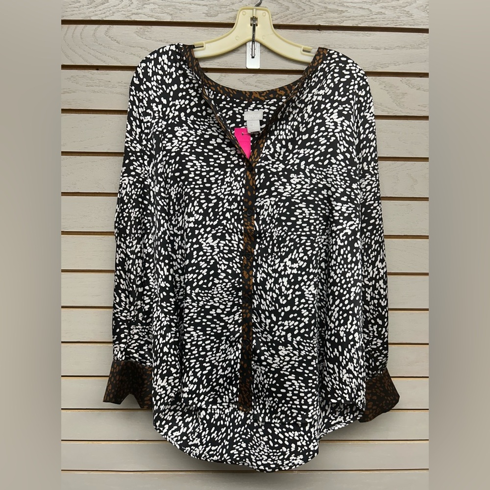 Chico's Black and White Patterned Blouse